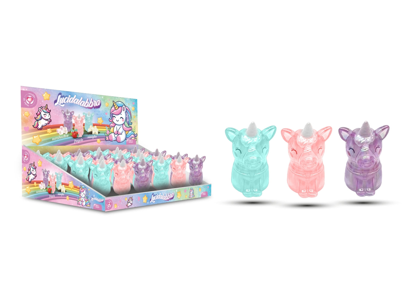 Lipgloss unicorno vaniglia - fragola - marshmallow