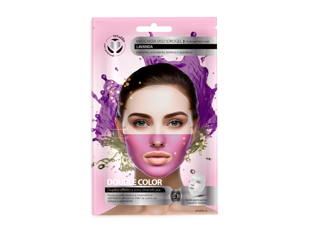 Maschera viso bicolor lenitiva lavanda