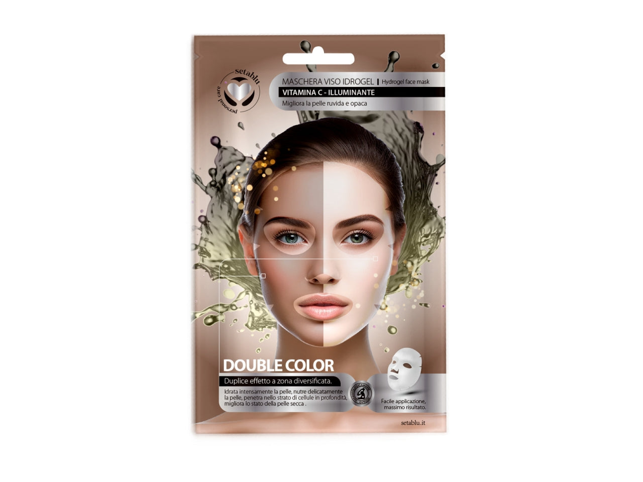 Maschera viso bicolor illuminante vitamina c