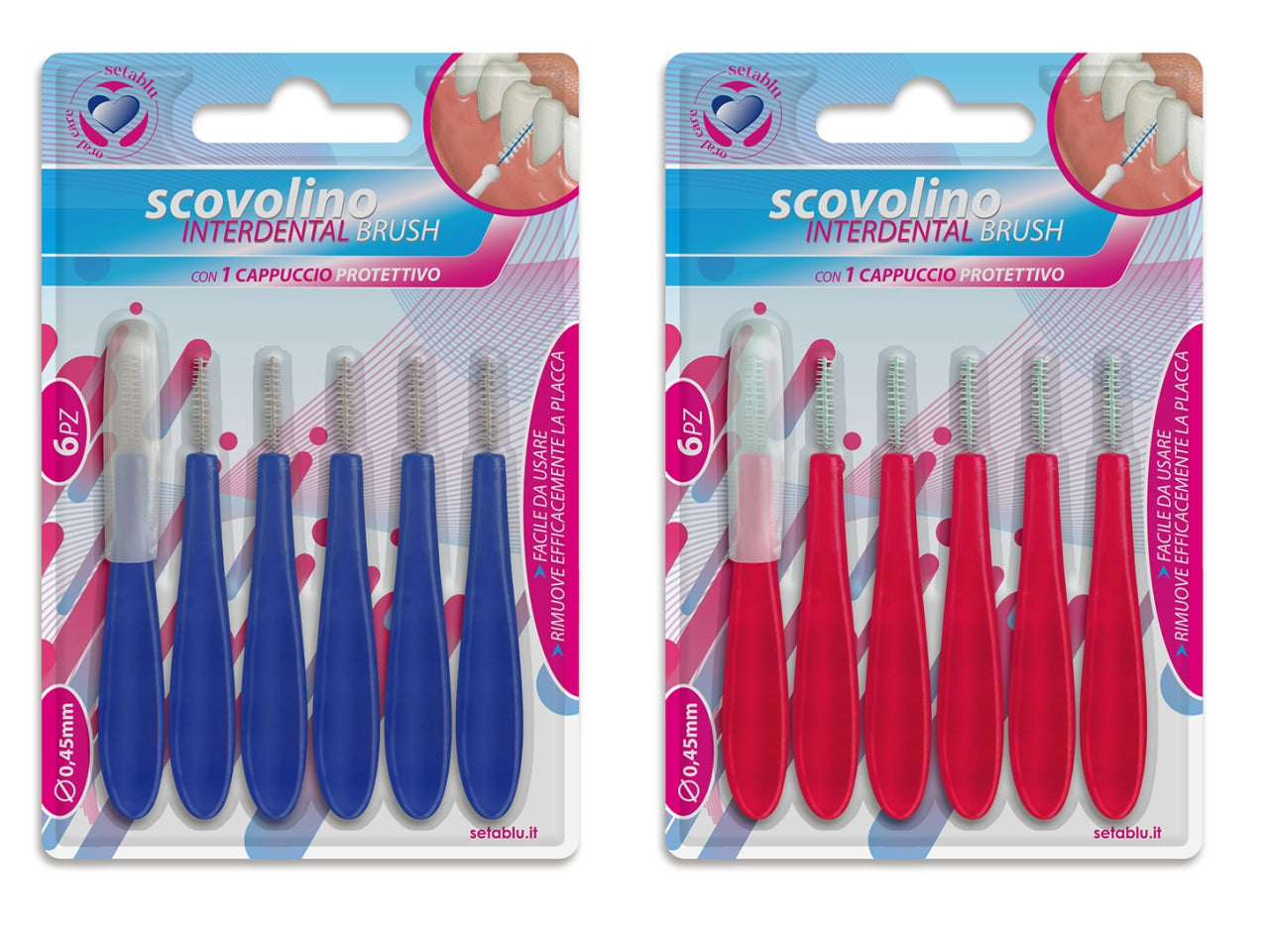 Scovolino interdentale + 1 cappuccio 0,45mm set da 6 scovolini
