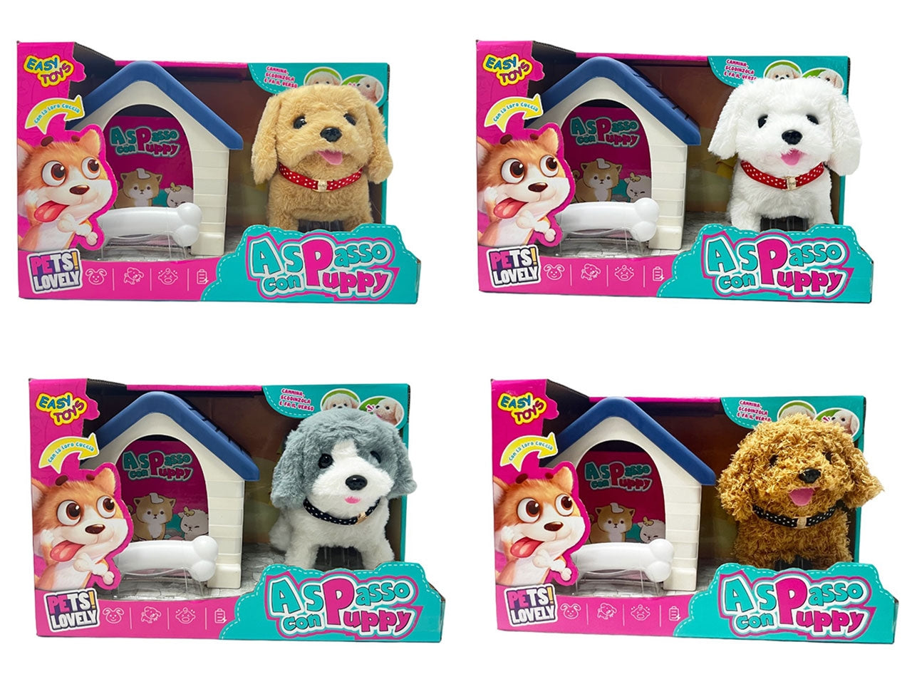 Cagnolino batteria a spasso con puppy