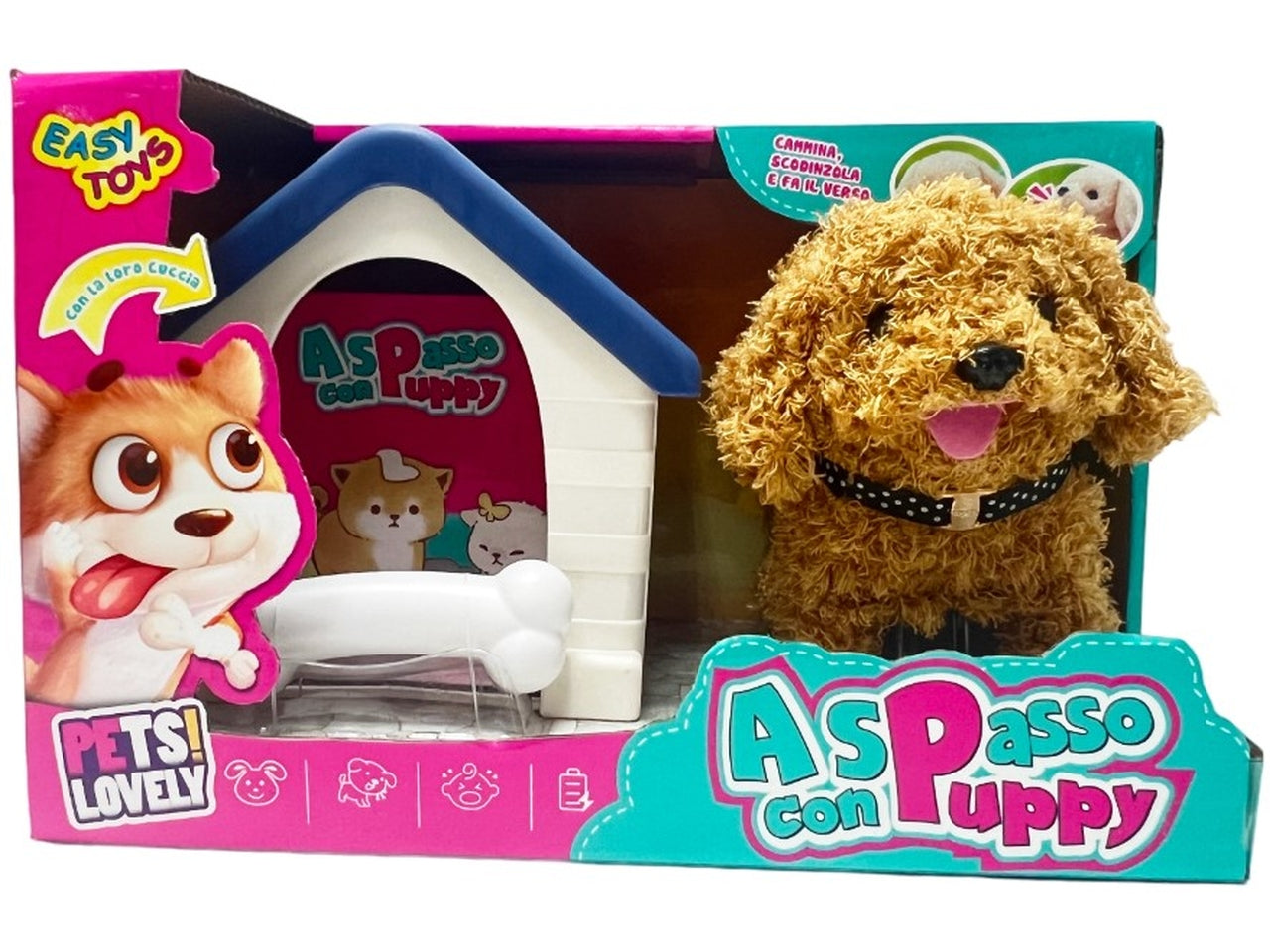 Cagnolino batteria a spasso con puppy