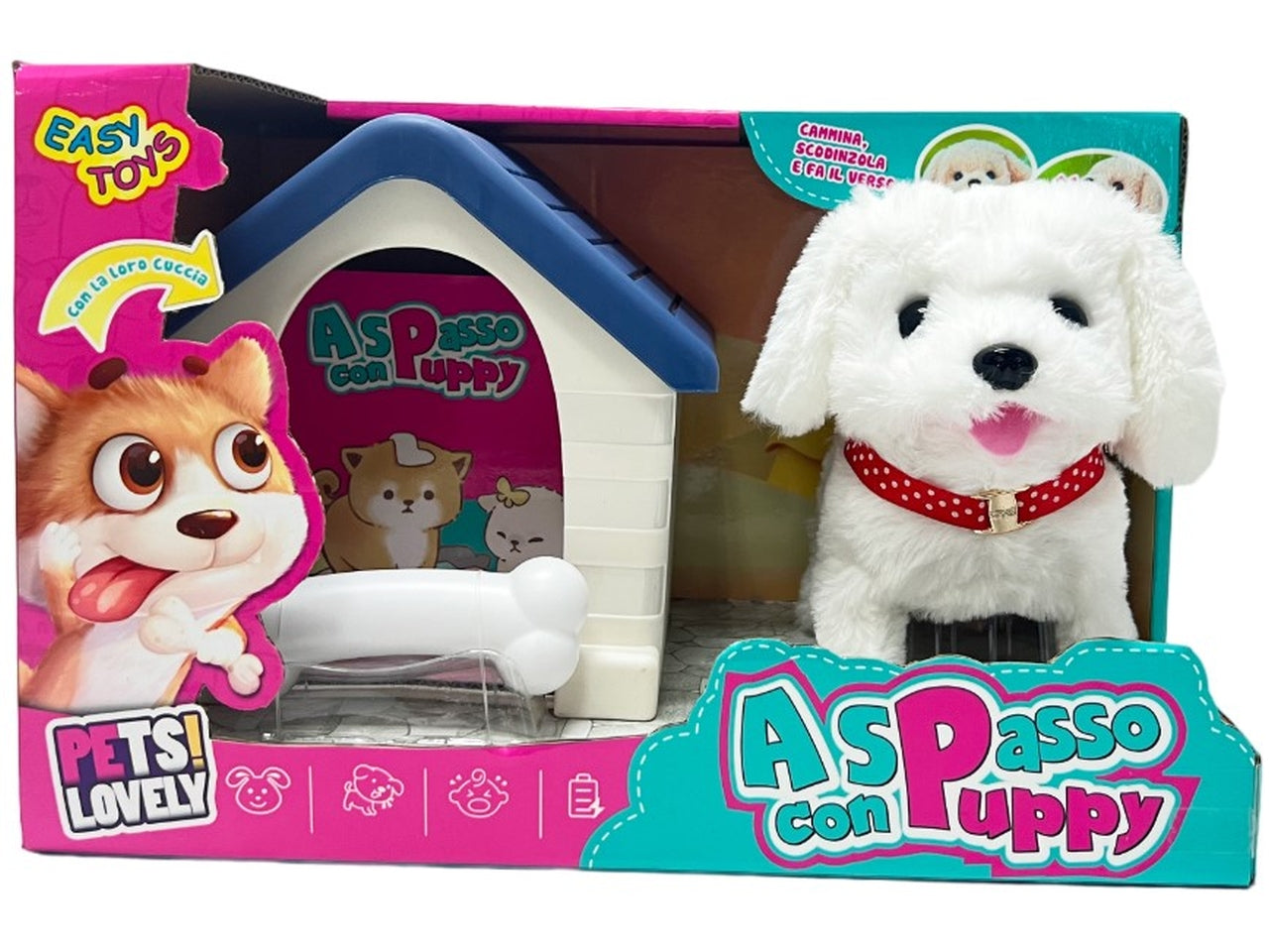 Cagnolino batteria a spasso con puppy