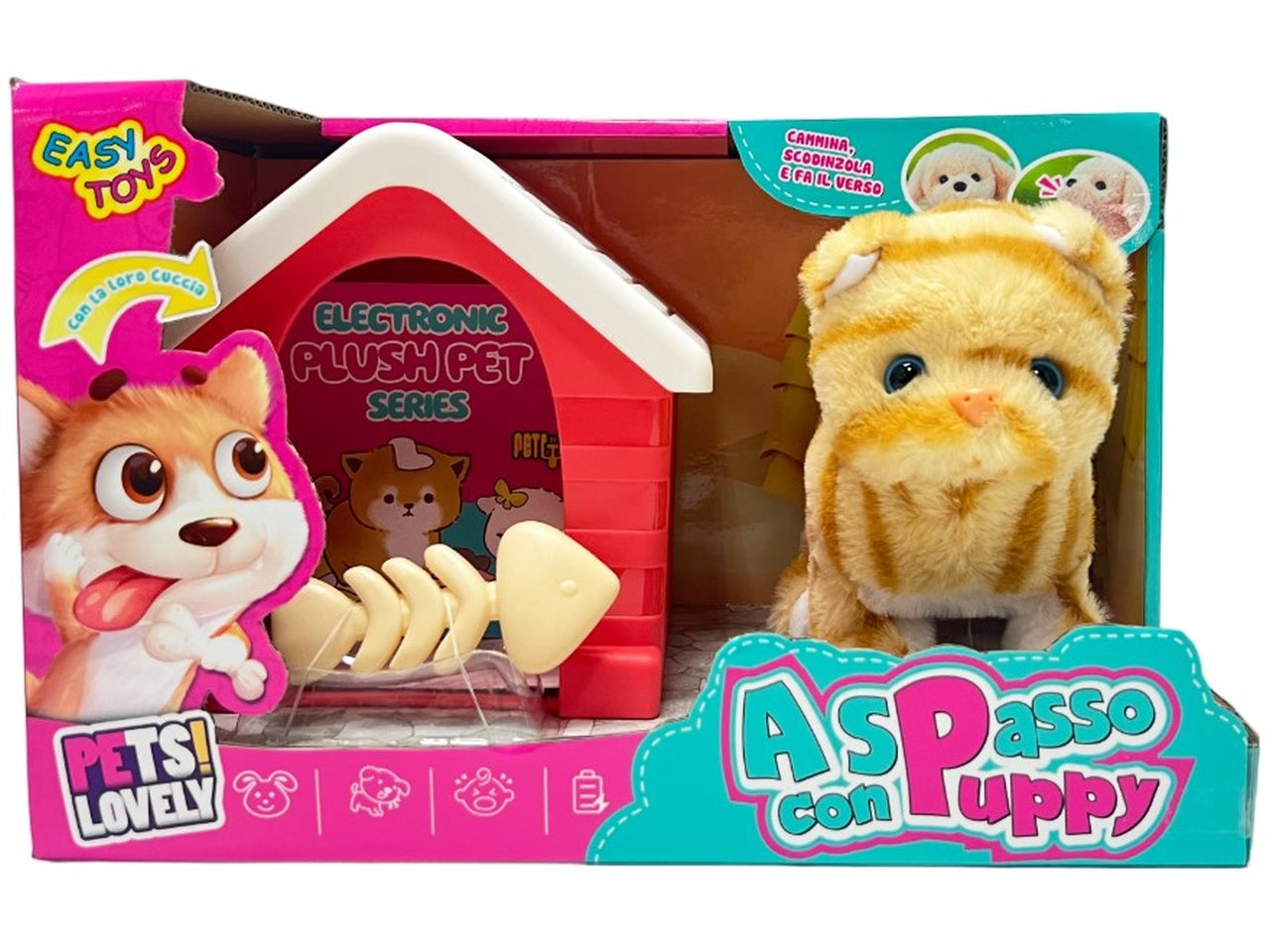 Gattino batteria a spasso con puppy