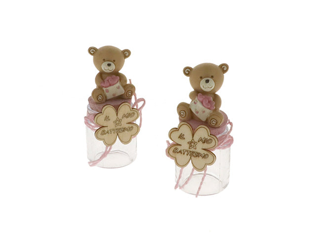 Barattolo orso rosa h10 s/2 049722