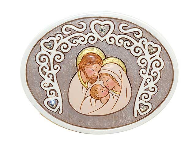 L.diamante icona ovale sacra famiglia 11cm 049933