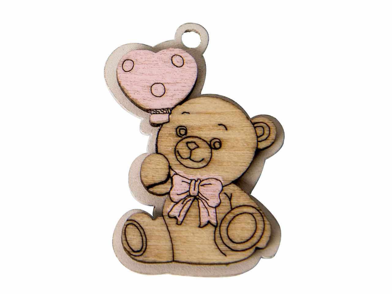 Legno orso rosa 4cm pezzi 12 ca131