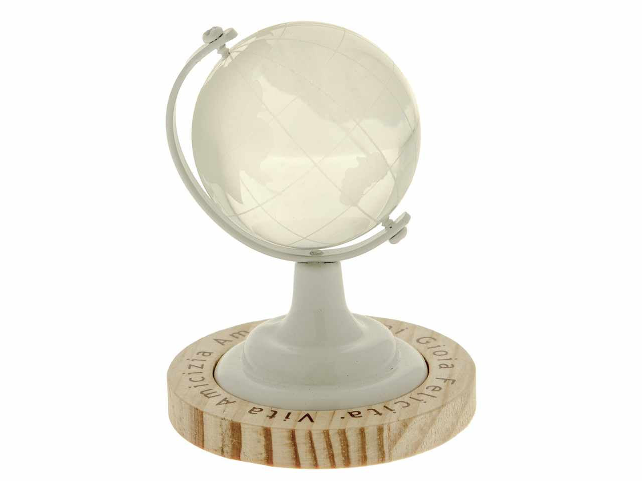 Mappamondo in vetro, legno e metallo alto 9cm