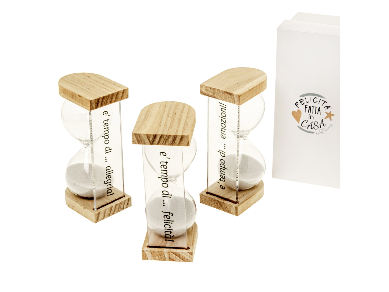 Clessidra in vetro, legno e plastica misura h.11,5cm in 3 assortimenti