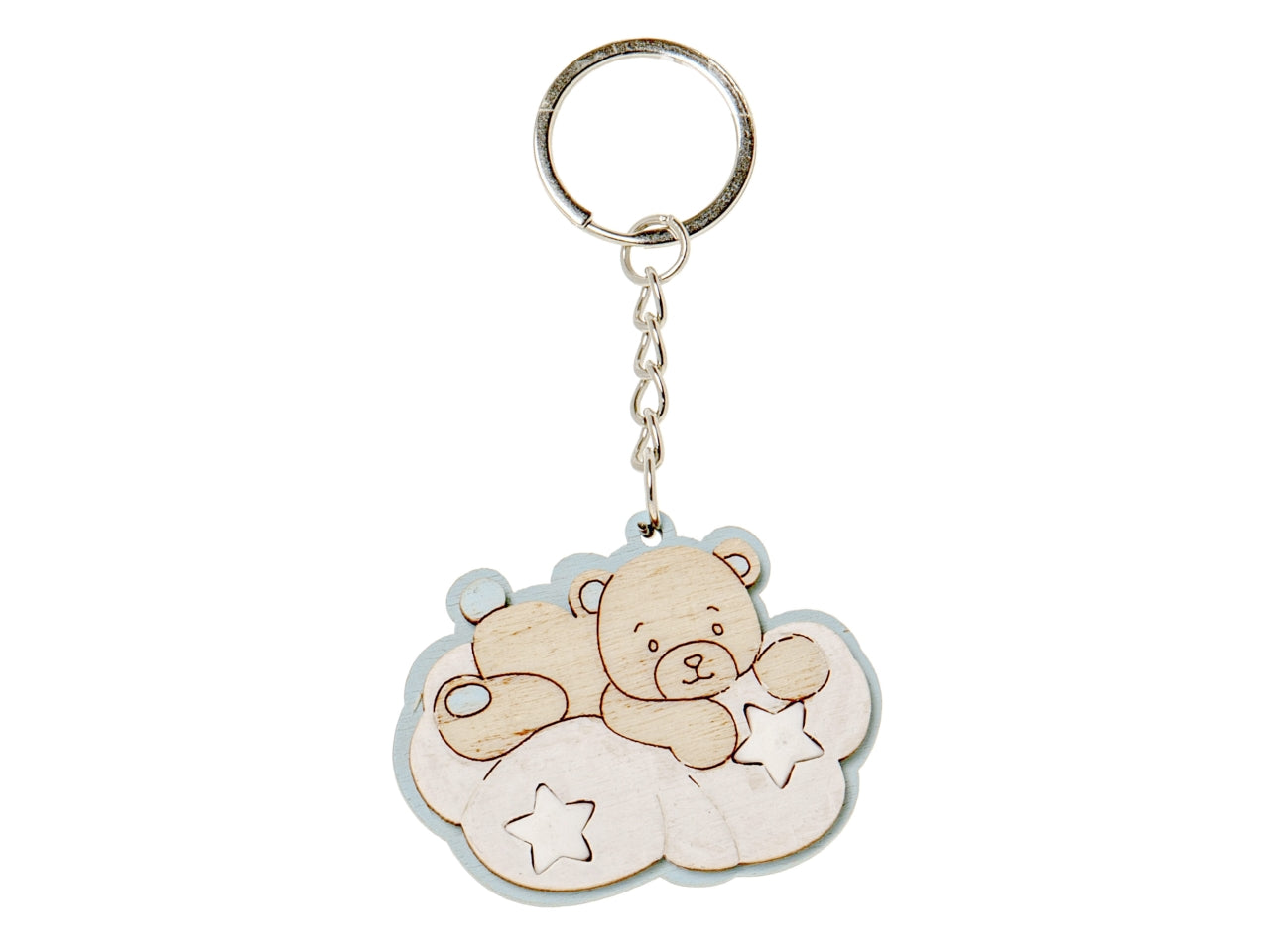 Two stars porta chiave misura 5,5cm colore cielo