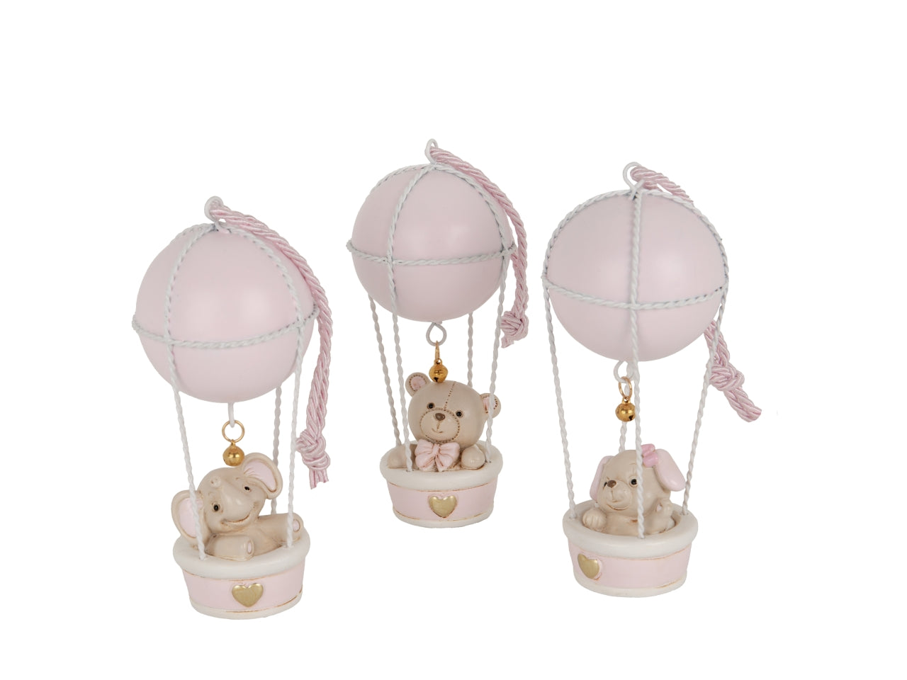 Mongolfiera in resina e metallo rosa h.14cm 3 assortimenti