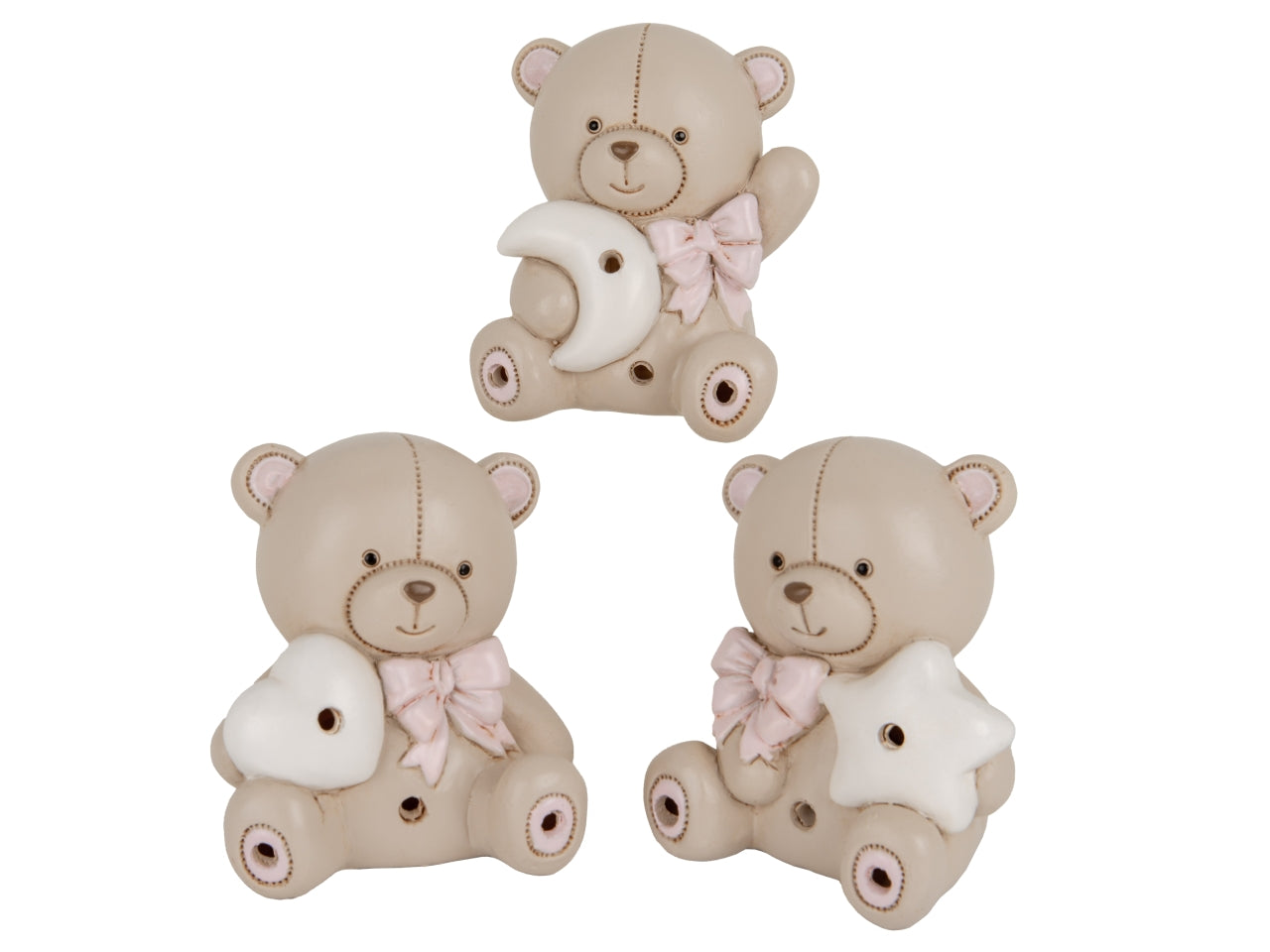 Teo orso led rosa in resina a batteria h.8cm 3 assortimenti