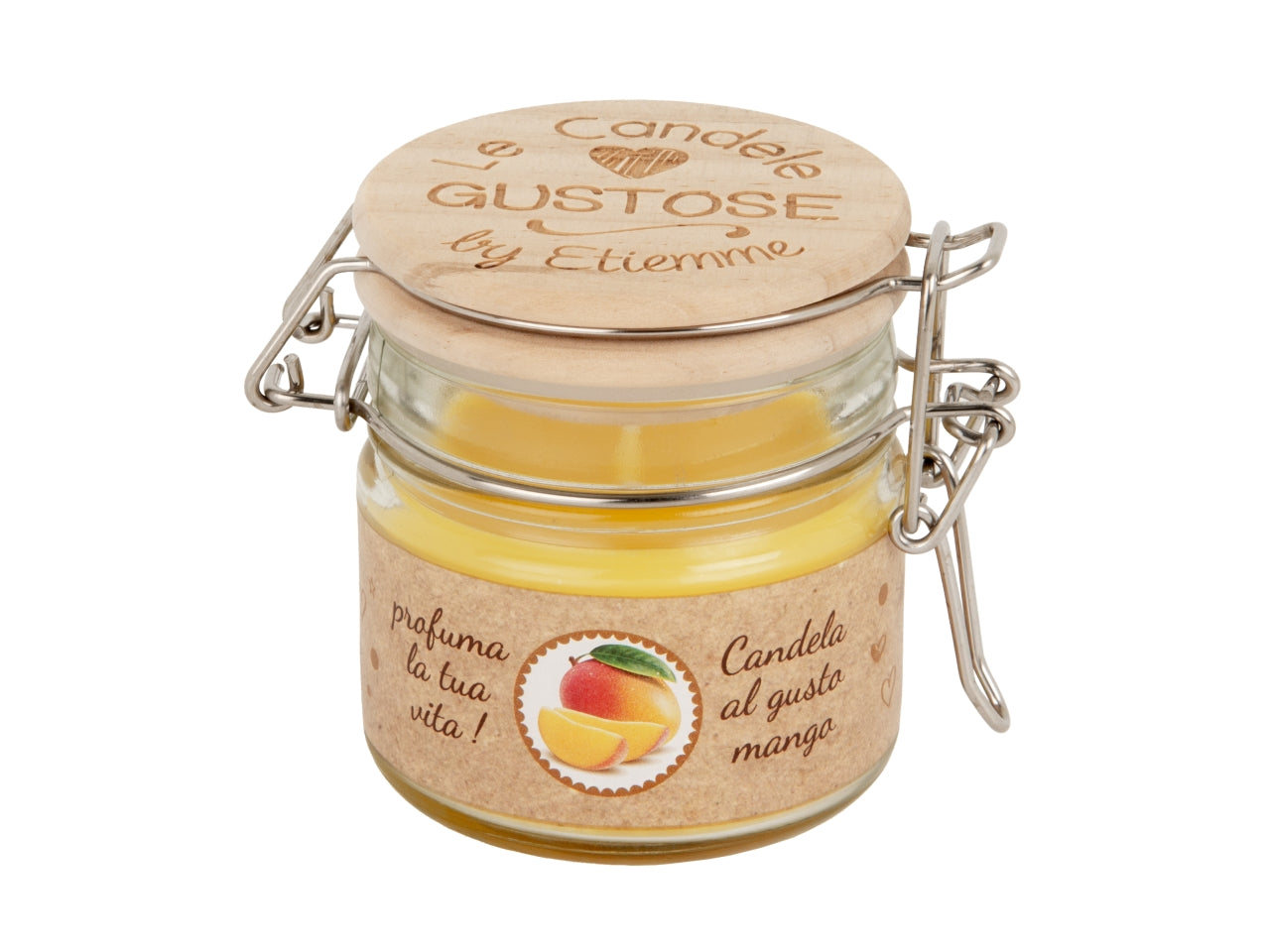 Candela in barattolo in vetro h.7,5cm al profumo di mango
