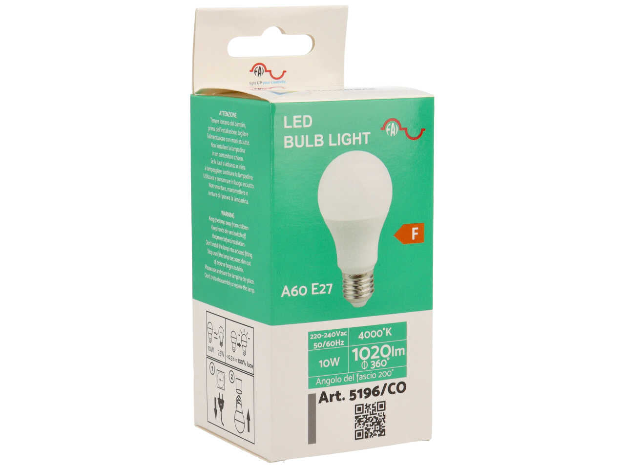 Lampadina led luce bianca 10w e27 5196/co