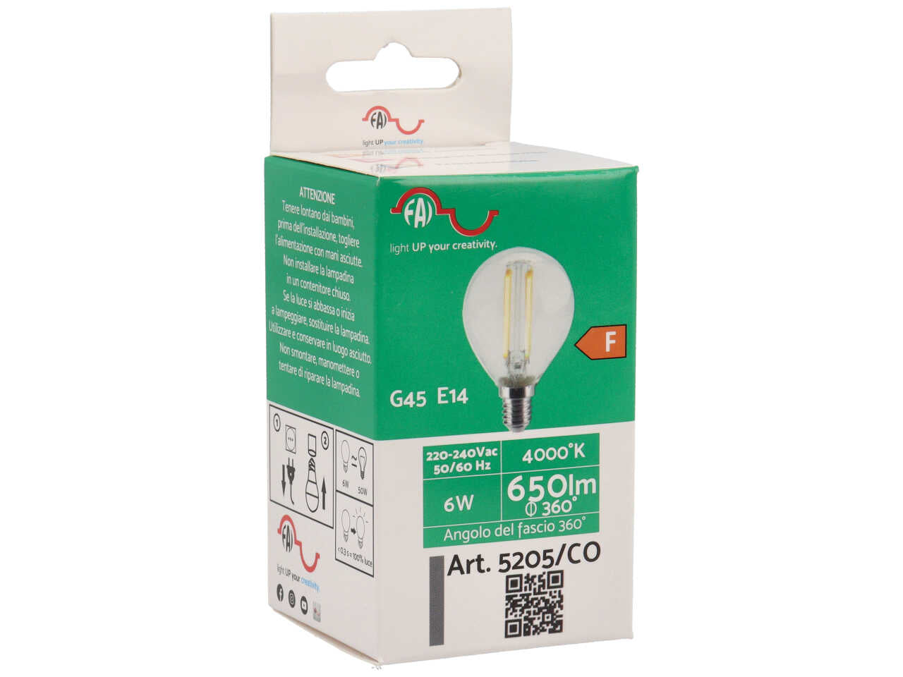 Lampada Led 6W E14 bianco caldo a sfera - Fai srl