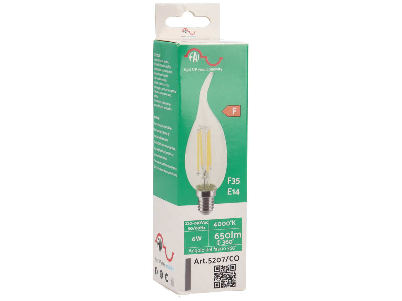 Lampada Led 6W E14 bianco caldo a colpo di vento - Fai Srl