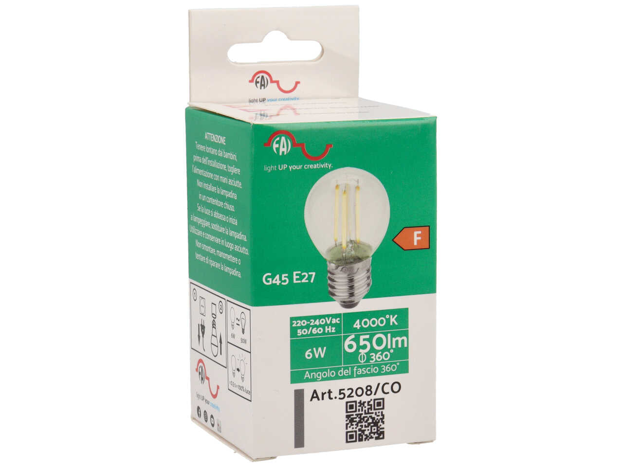 Lampada Led 6W E27 bianco a sfera - Fai srl