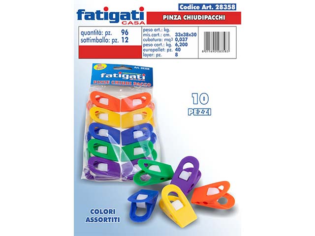 Pinza chiudipacchi plast. 10 pezzi 28358