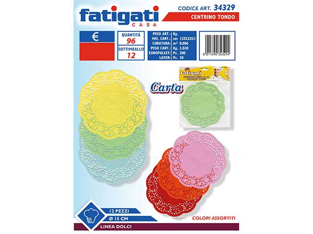 Centrino carta tondo 12 pezzi 15cm34329