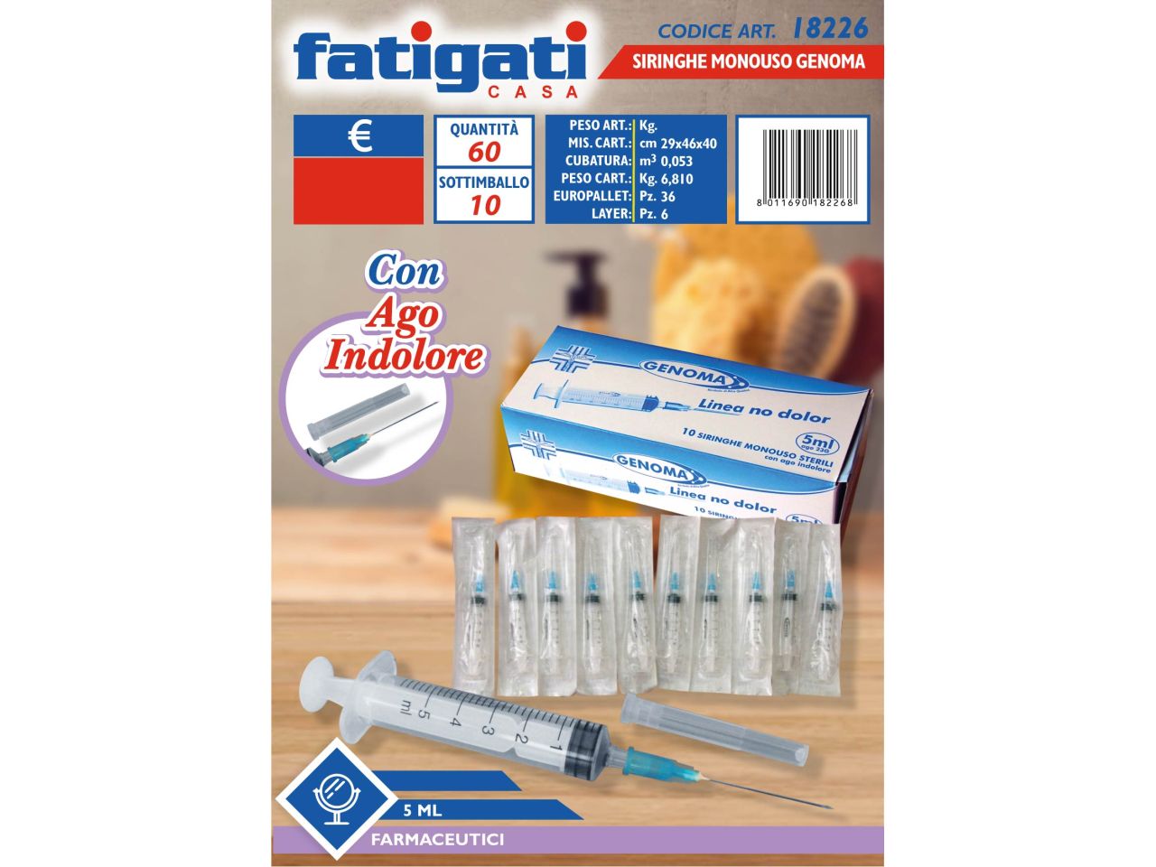 Siringa genoma no dolor 5ml 23g - la confezione contiene 10 siringhe