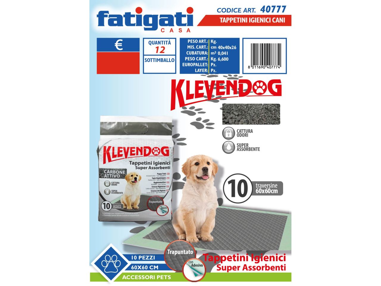 Tappetini igienici per cani 60x60cm carbon - confezione da 10 tappetini