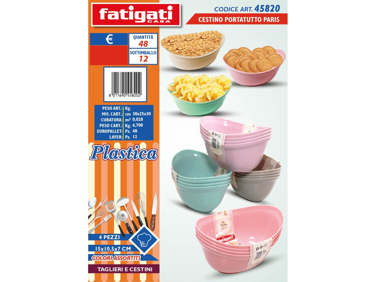 Ciotole ovali in plastica, confezioni da 4 pezzi - Fatigati