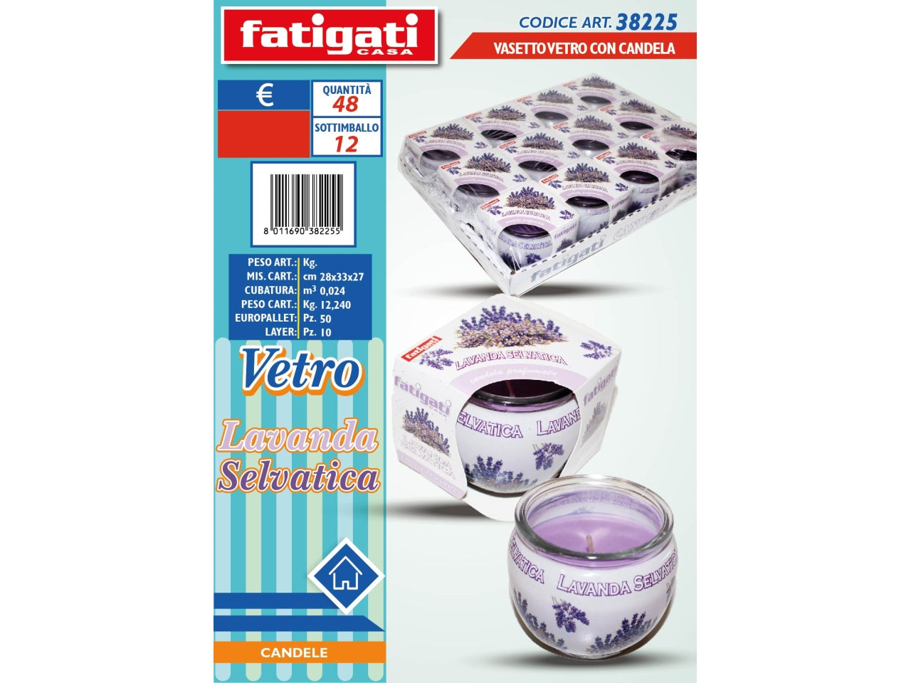 Candela profumata in vasetto di vetro al profumo di lavanda selvatica - Fatigati