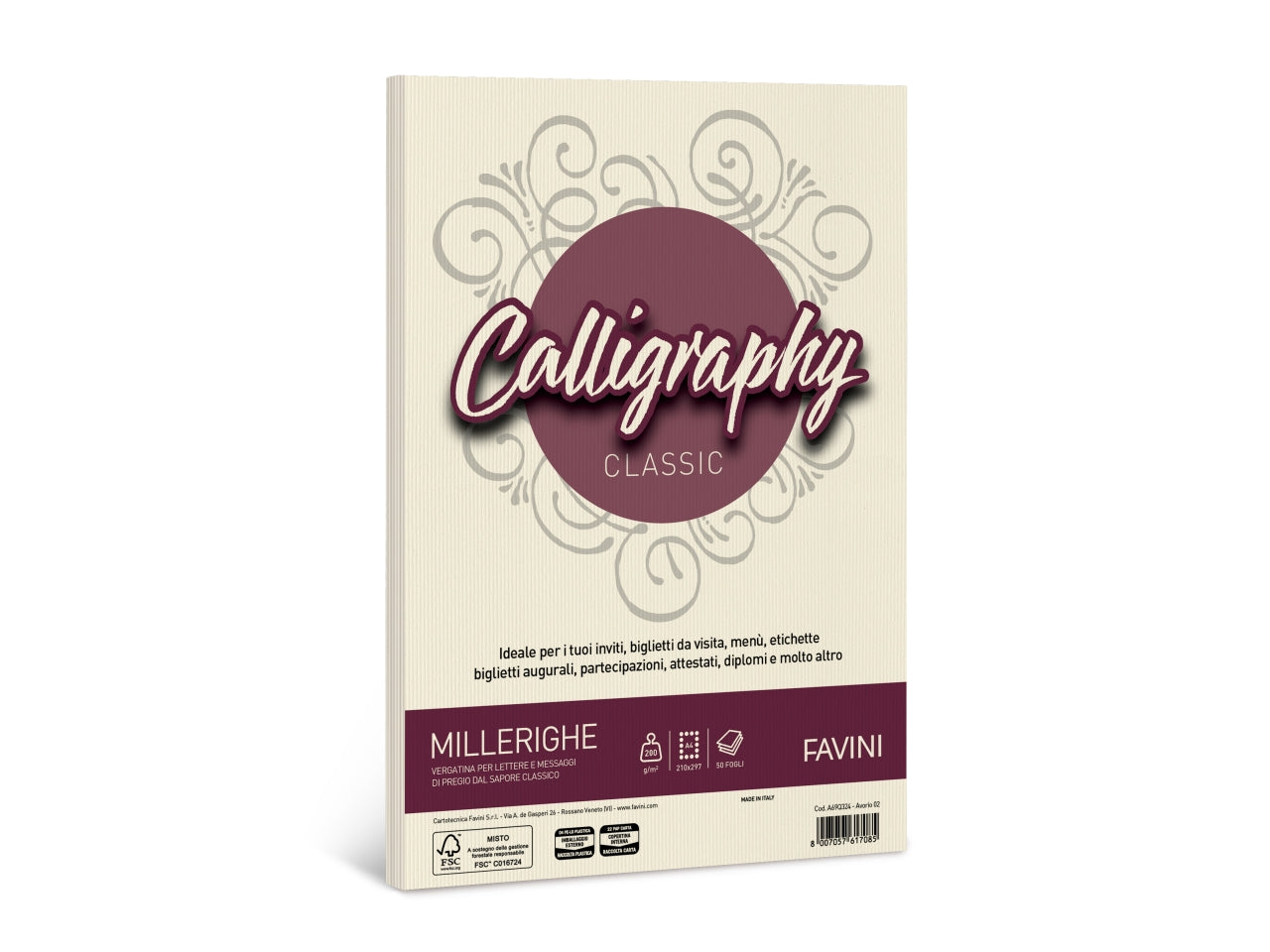 Fogli di carta mille righe colore avorio formato A4 200gr