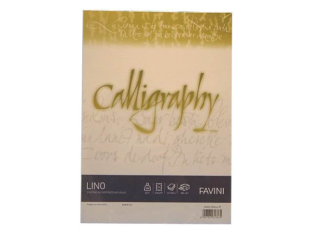 Carta Lino Favini Calligraphy per messaggi, inviti e diplomi, 200gr formato A4 bianco 210x297mm 50 fogli