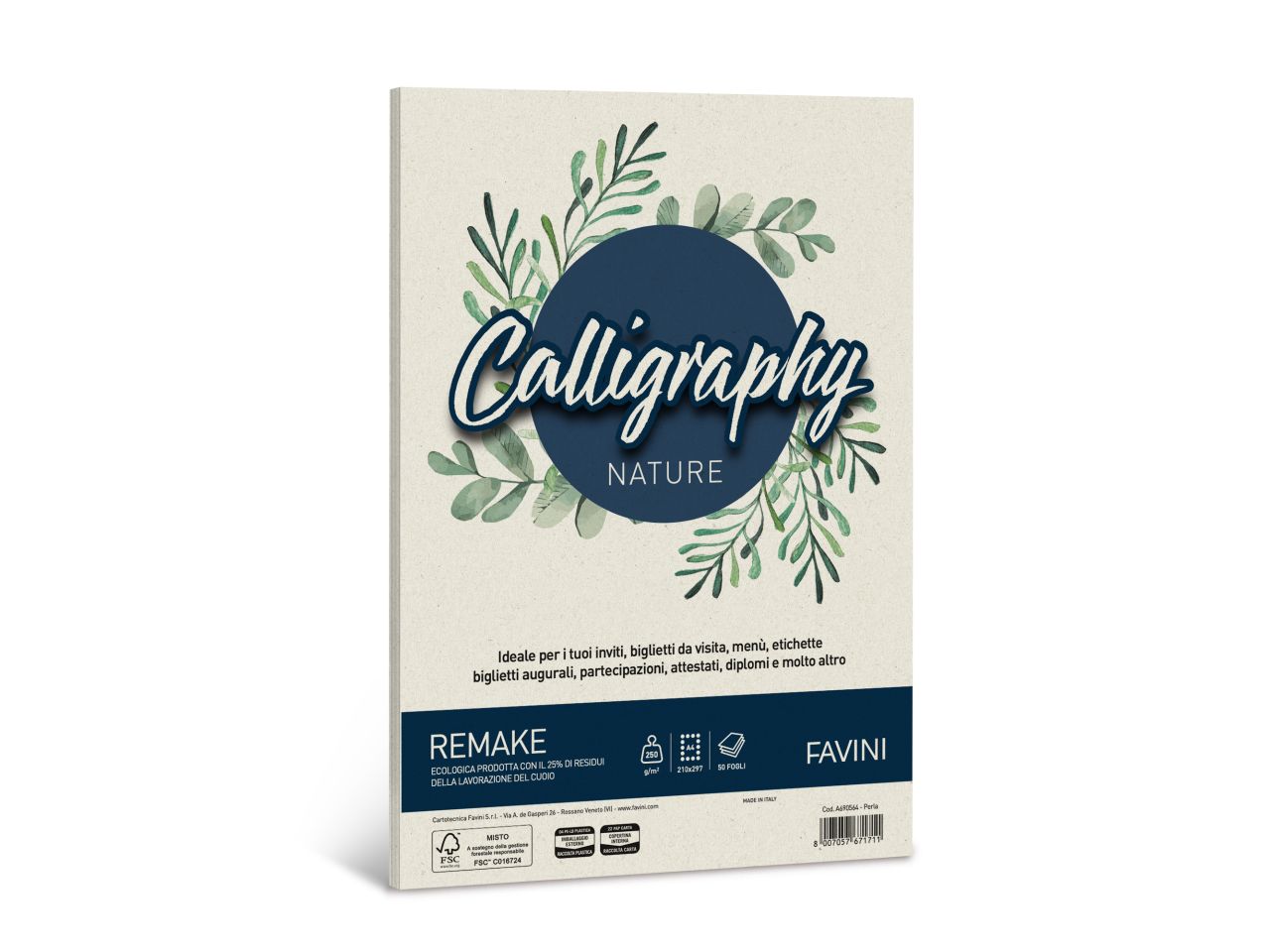 Carta calligraphy nature remake a4 250gr 21x29,7cm 50 fogli perla
