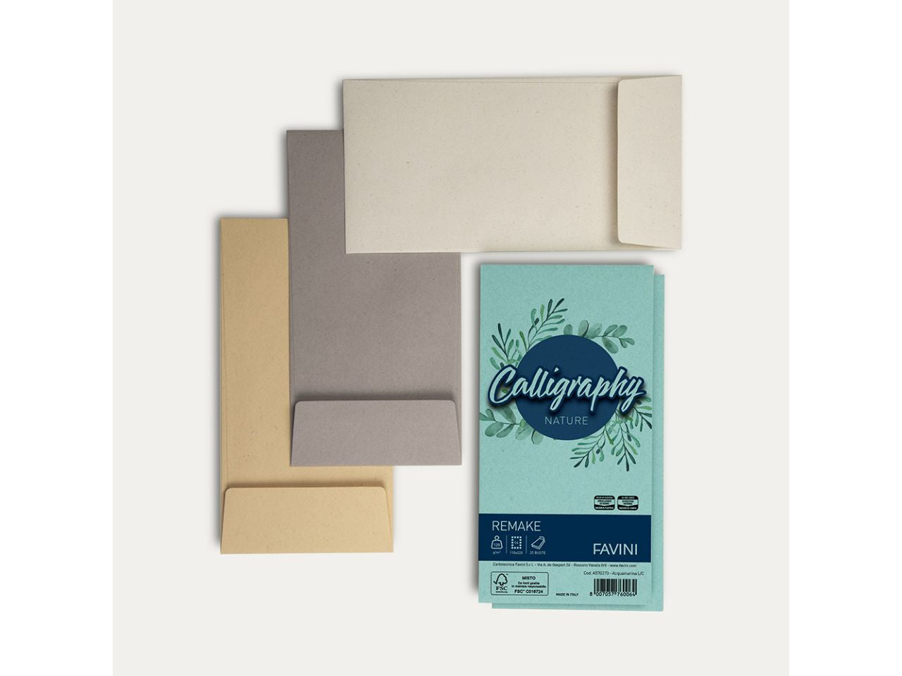 Buste calligraphy shiro eco legno misura 110x220mm - la confezione comprende 25 buste