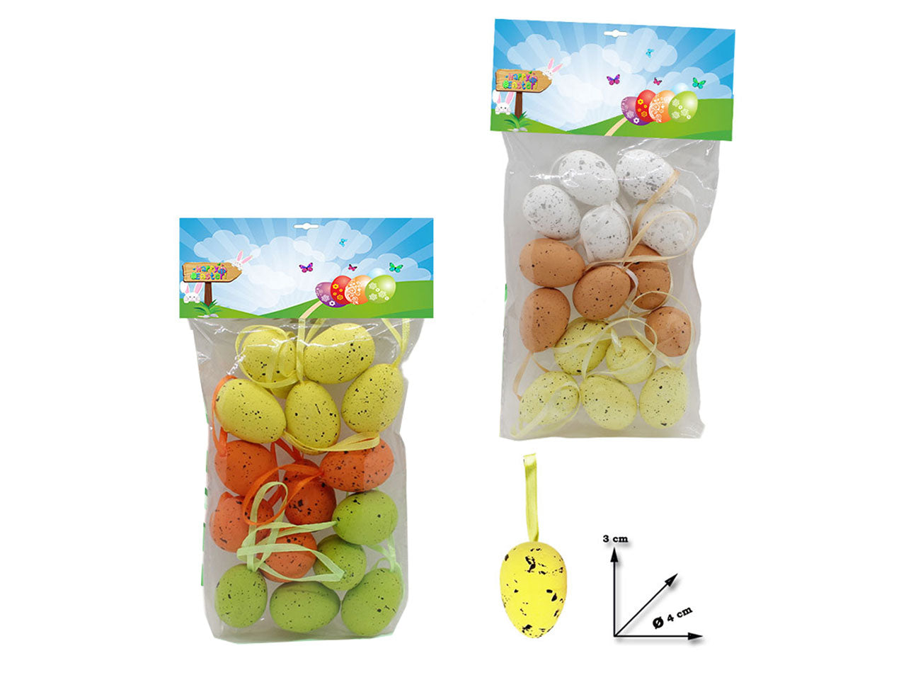 Uovo in polistirolo 15pz 3x40cm disponibile in diversi colori