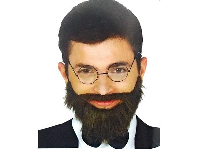 Baffi e barba castani con elastico