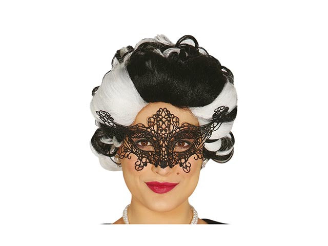 Mascherina in pizzo ricamata nera