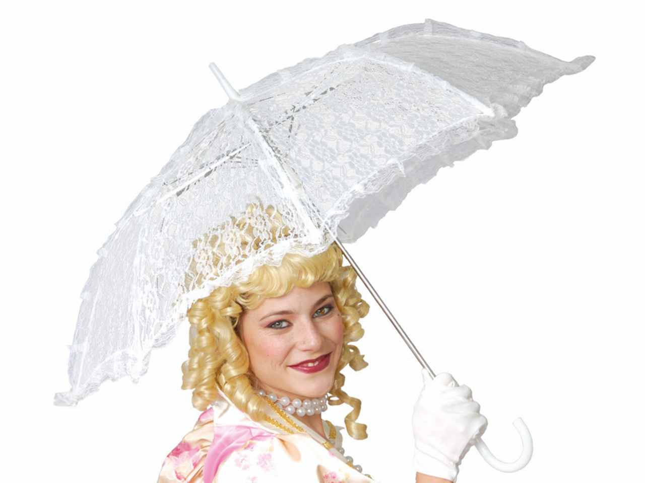 Ombrello in pizzo bianco