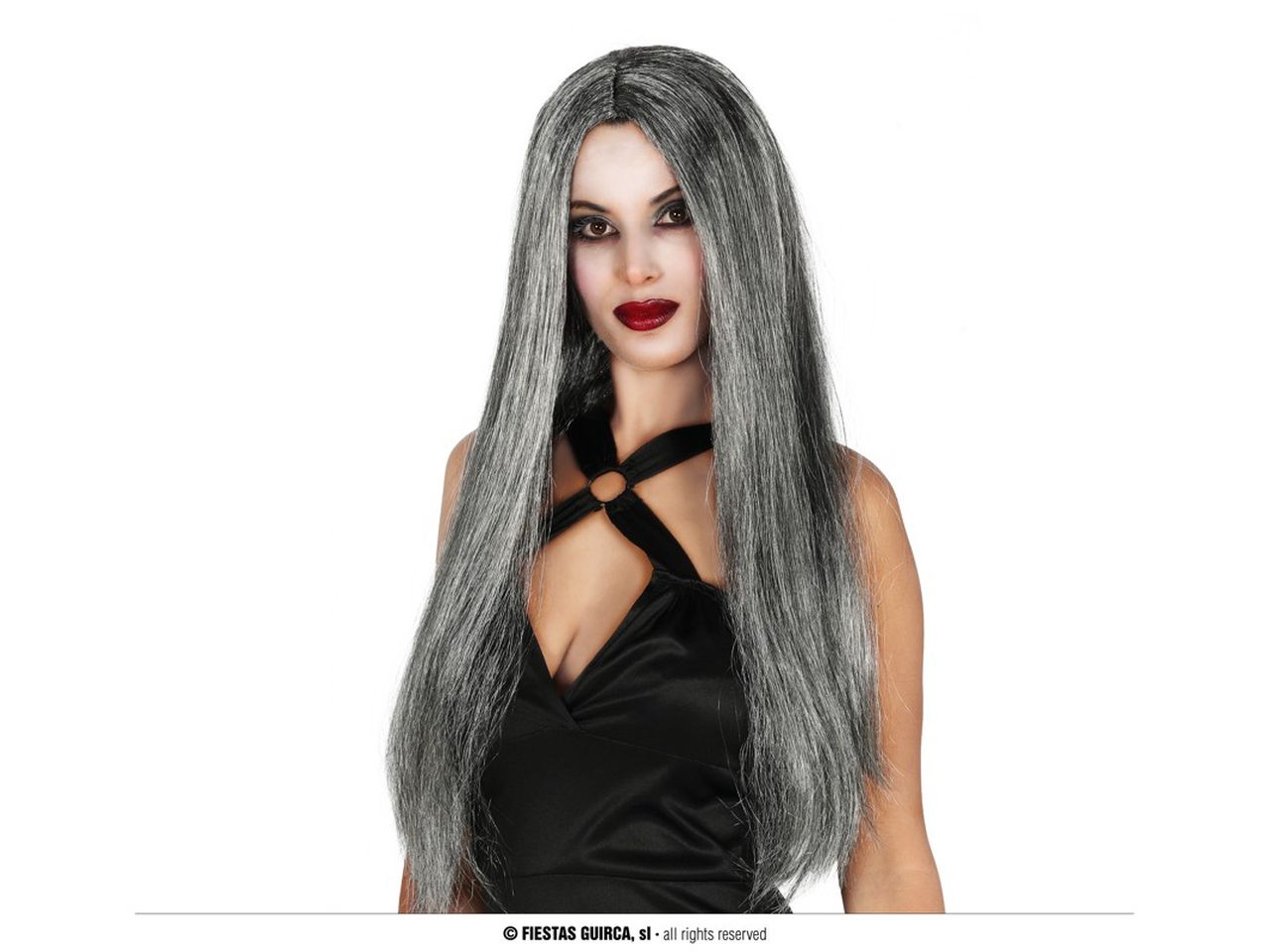 Parrucca lunga liscia grigia