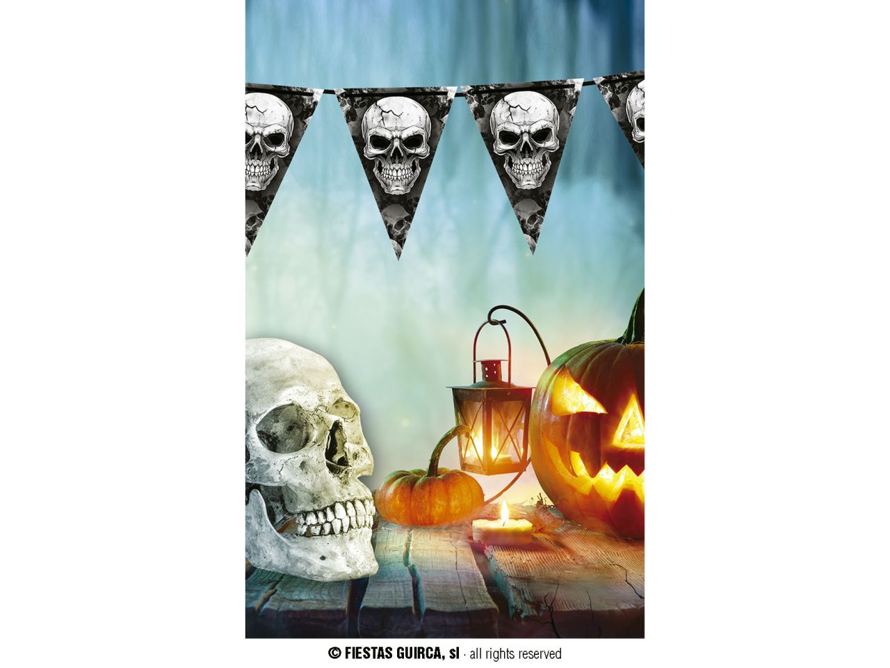 Festone con bandierine decoro teschio 3 metri