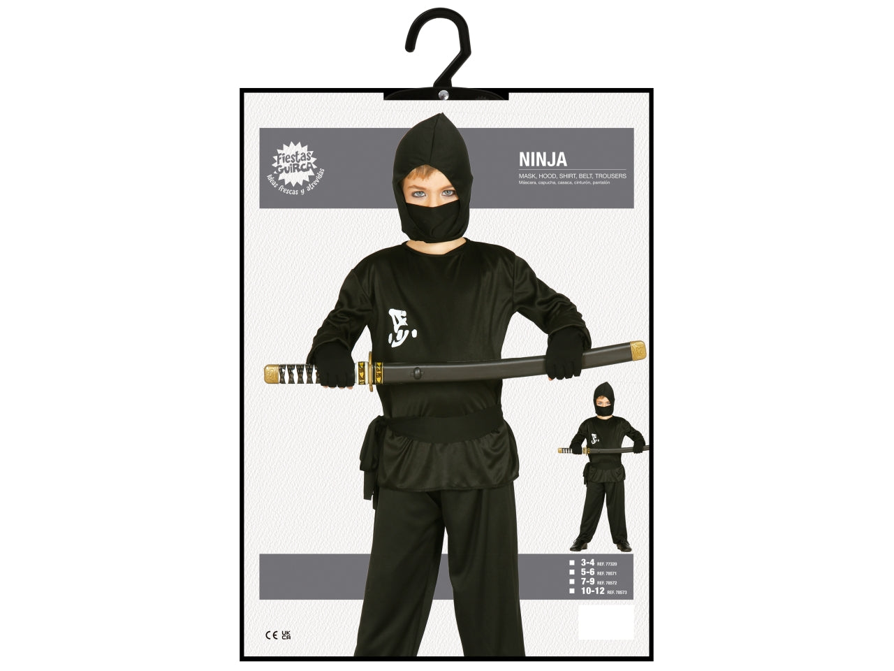 Costume ninja 3-4 anni