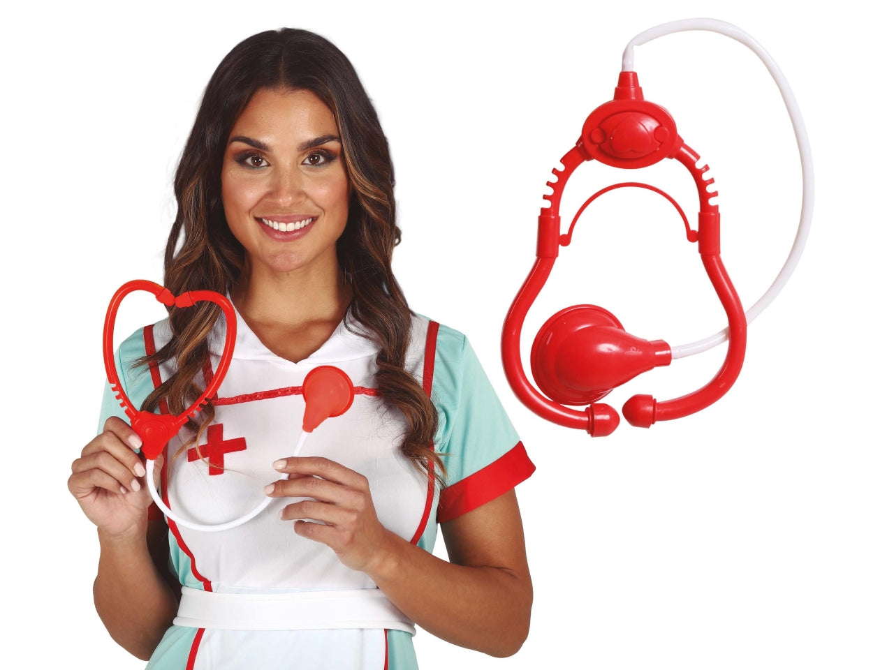 Stetoscopio giocattolo rosso e bianco