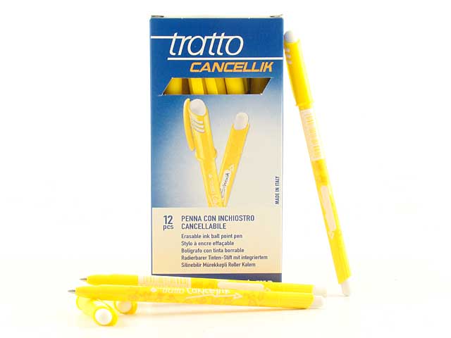 Penna a sfera Fila Tratto Cancellik, con inchiostro cancellabile, con cappuccio giallo 0,7 mm