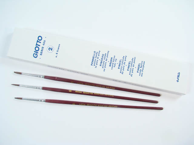 Pennelli per dipingere Giotto punta tonda in pelo di pony n2 colore manico bordeaux