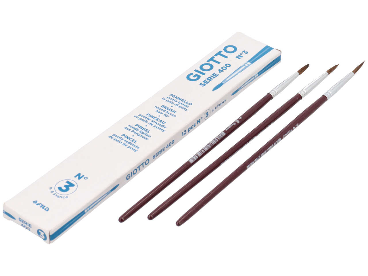 Pennelli Giotto punta tonda in pelo di pony n3 colore manico bordeaux