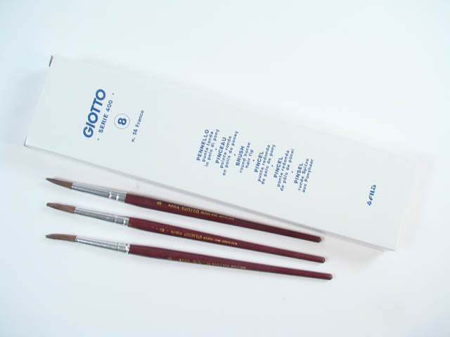 Pennelli per dipingere Giotto punta tonda in pelo di pony n8 colore manico bordeaux