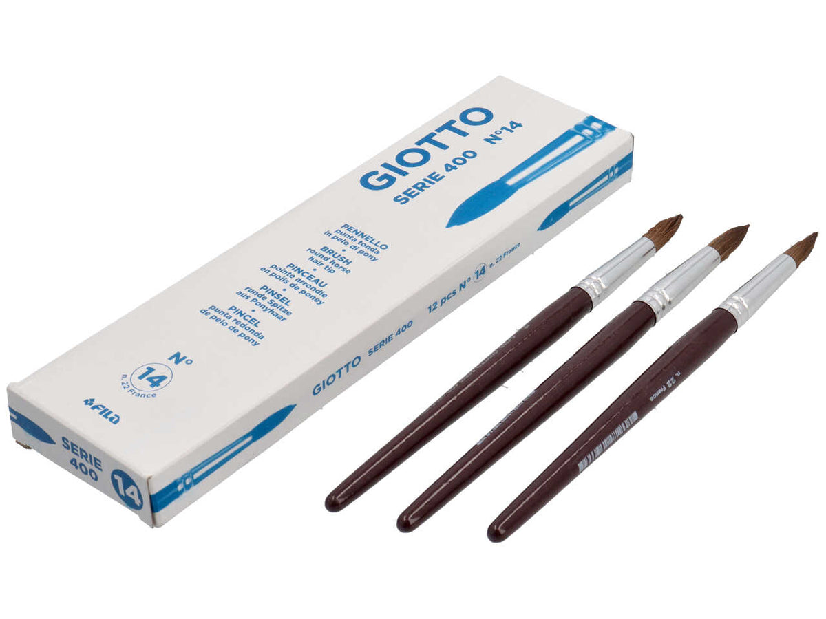 Pennelli per dipingere Giotto punta tonda in pelo di pony n14 colore manico bordeaux