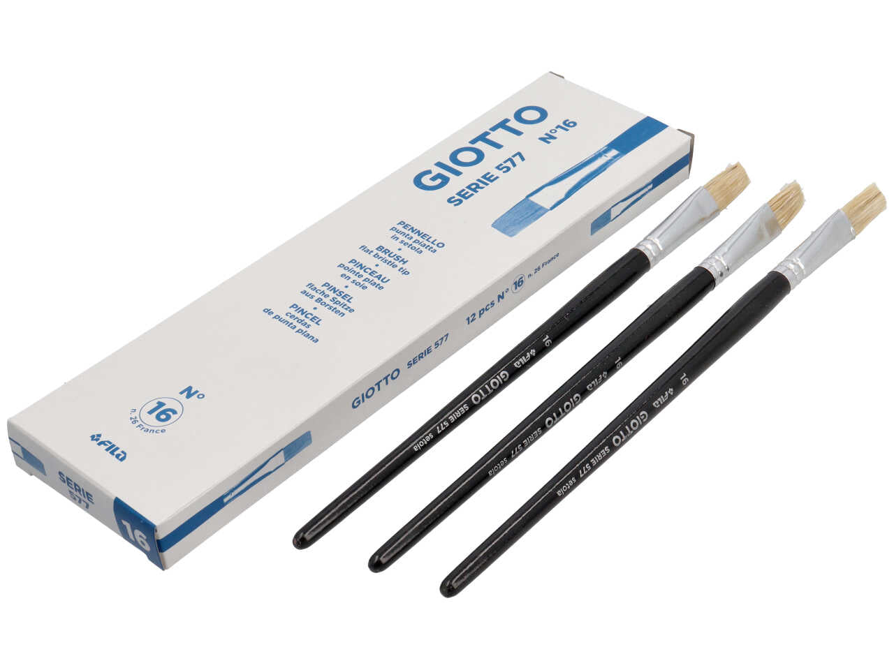 Pennelli Giotto punta piatta in setola n16 colore manico nero