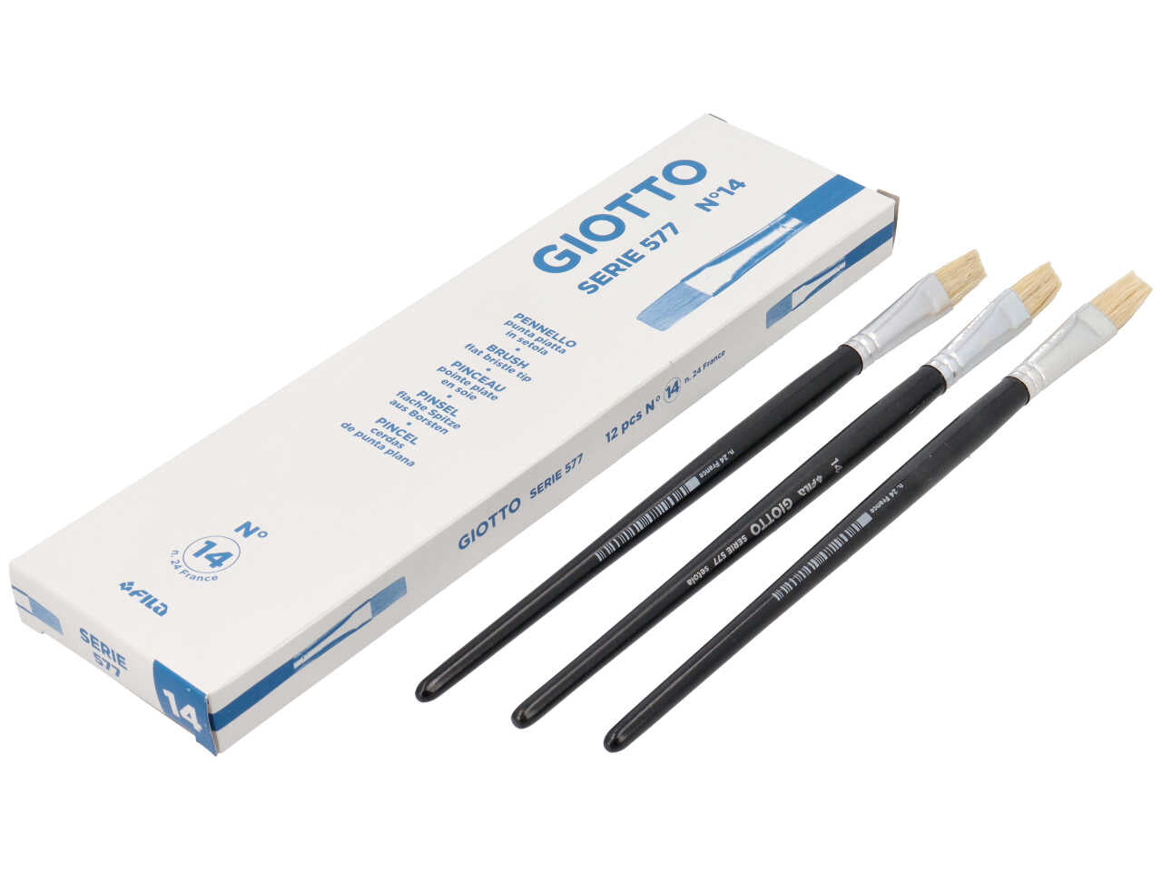 Pennelli per dipingere Giotto punta piatta in setola n14 colore manico nero