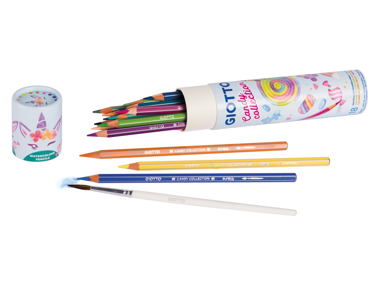 Giotto pastelli acquerellabili Candy Collection la confezione contiene 18 pastelli e 1 pennello
