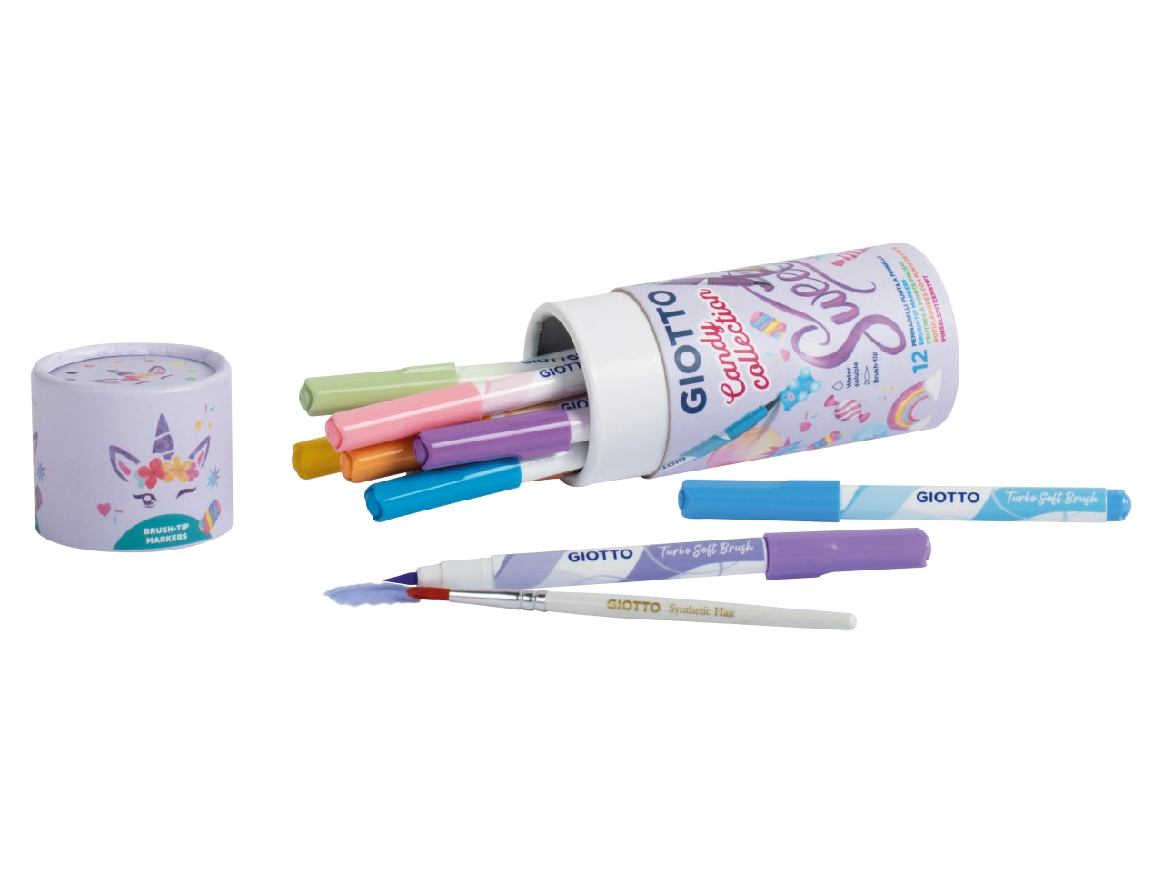 Giotto pennarelli soft brush Candy Collection confezione da 12 pennarelli a pennello e 1 pennello