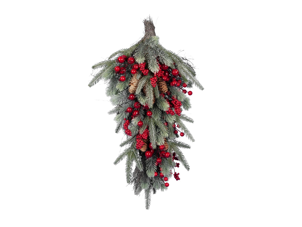 Corona 60cm con pigne e bacche rosse