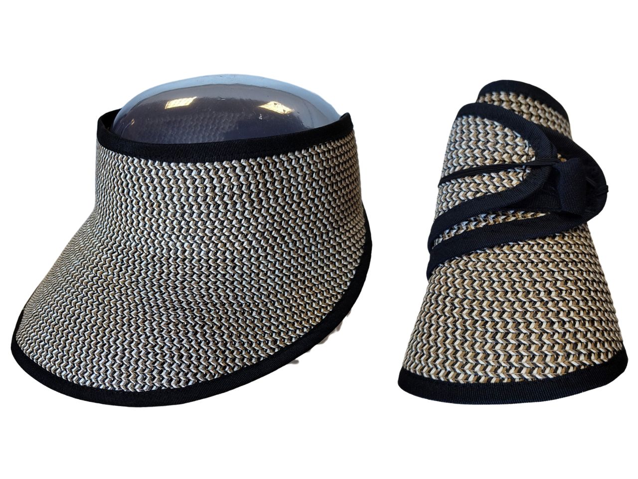 Visierona da donna arrotolabile senza calotta in carta naturale e nero taglia unica 57 - Finardi